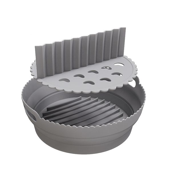 2 Layer Round Reusable Silicone Air Fryer Liner Tray