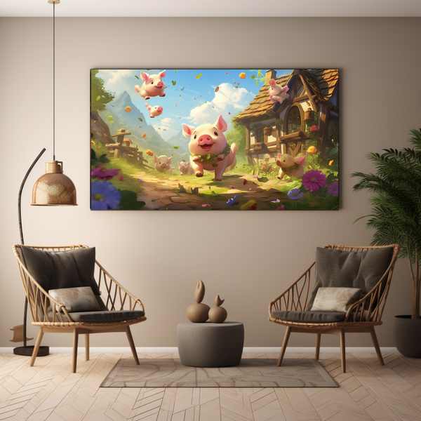 Canvas Wall Art - Piggy Paradise - BK0073