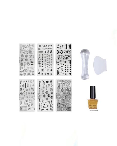 Double Sided Stamper and Scraper With Stamping Nail Polish Set