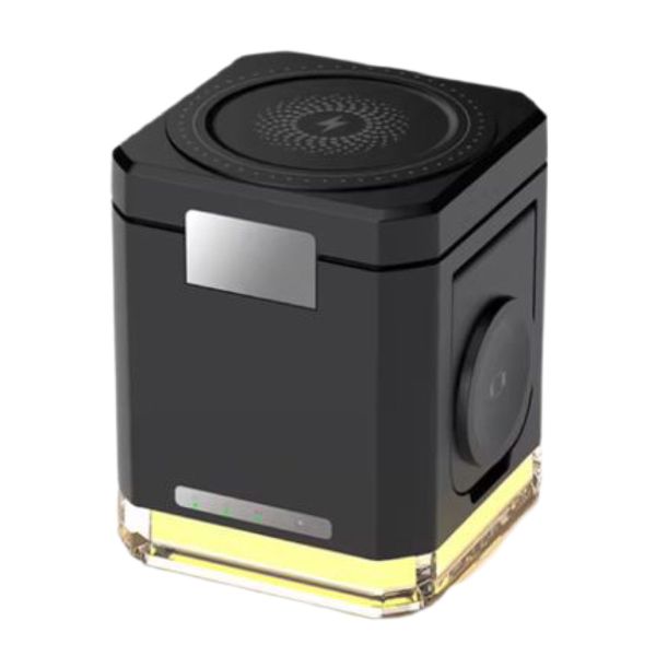 Charging Station Cube with LED Night Light - Black