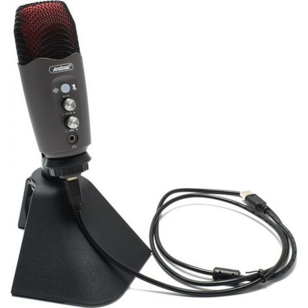 Andowl Live Sound Card Studio + Podcast Microphone Q-MIC995