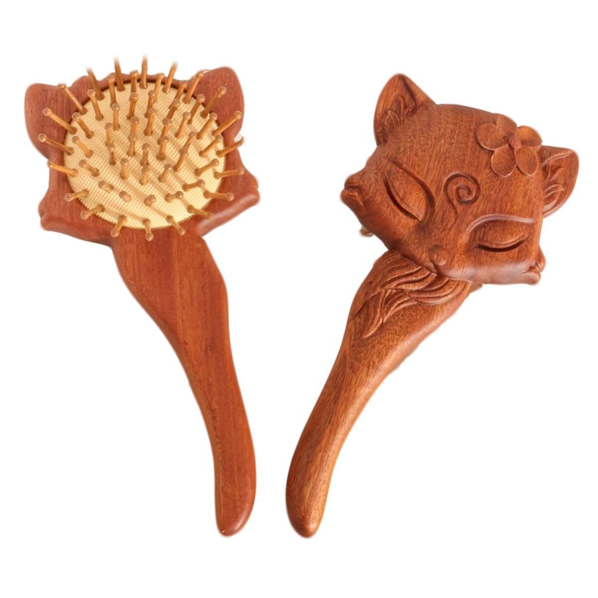 Sandalwood Hair Air Cushion Comb, Natural Wood Bristle Detangling Hairbrush