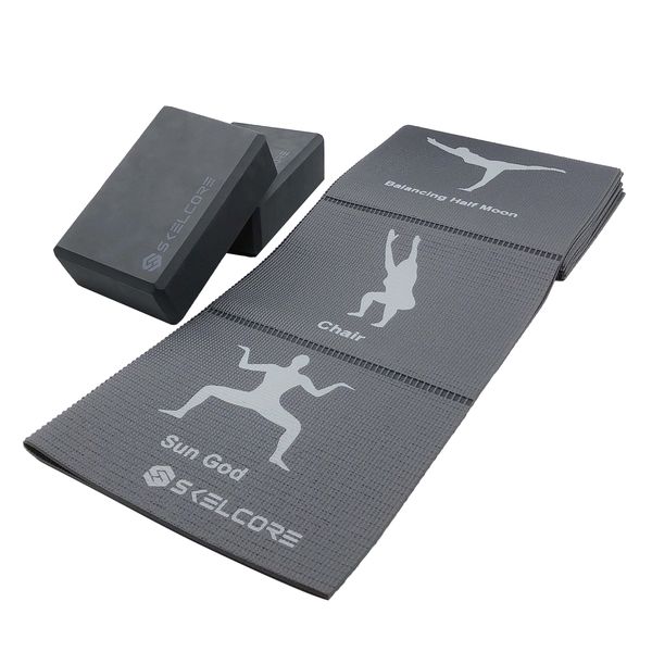 Skelcore Yoga Block and Foldable Yoga Mat Combo