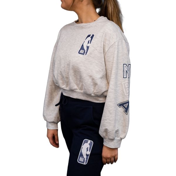 NBA Women's Transition Cropped Crew Sweat - Ice Melange