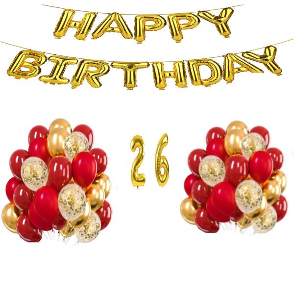 Red and Gold Balloon Set 26 years