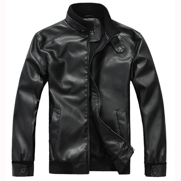 2026 Bernie.B Imitation Leather Jacket For Men - PU Bomber Jacket - Black