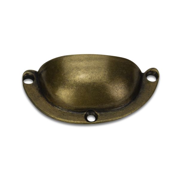 Antique Brass - Small Cup - Finger Pull Handle - Metal
