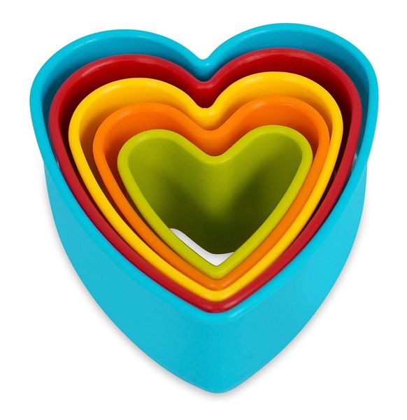 Heart Plastic Rainbow 5pc Cookie Cutter Set