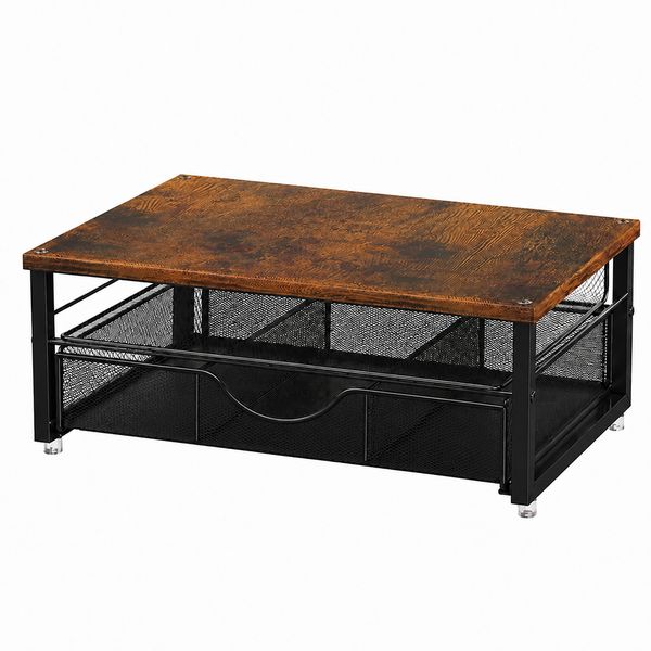 Vintage Brown Monitor Riser Stand Desk Organizer
