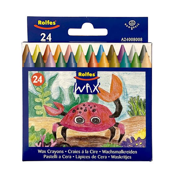 Rolfes Standard Wax Crayons 24 Assorted Colours, Bulk Pack of 10