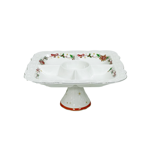 SDG-63 Festive Elegance Square Footed Snack Bowl - 28cm x 13.5cm