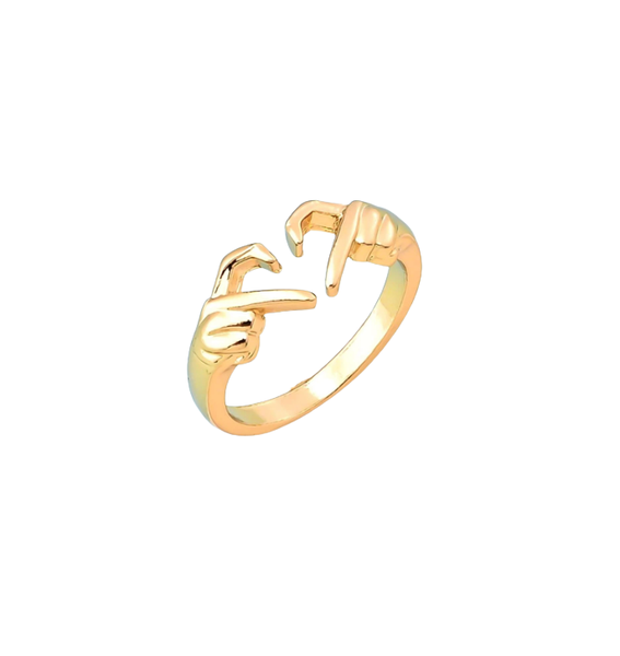 Adjustable Hand Heart Ring Gold