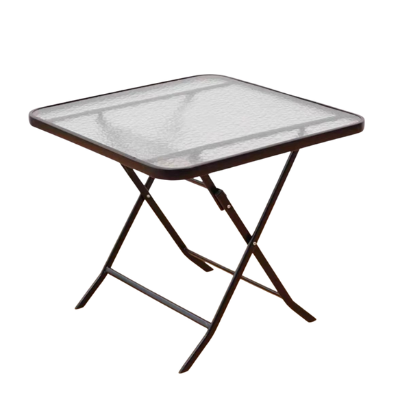 Tempered Glass Folding Table 80×70cm Portable Indoor &amp; Outdoor Square Table