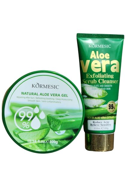 Kormesic Aloe Vera Exfoliating Scrub &amp; Kormesic Natual Aloe Vera Gel Combo