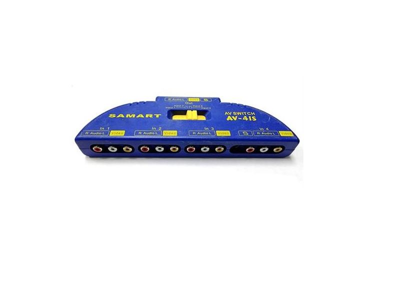 Geeko 4 Way RCA Splitter with 4 Way Audio, Video RCA Switch Box + RCA Cable