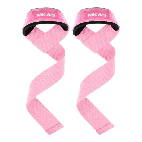 MKAS Lifting Straps with Wrist Support For Training - Heavy-Duty - Pink