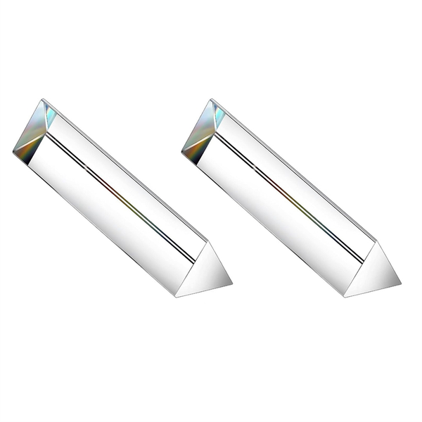 2Pieces 6Inch Crystal Optical Glass Triangular Prism for Photography