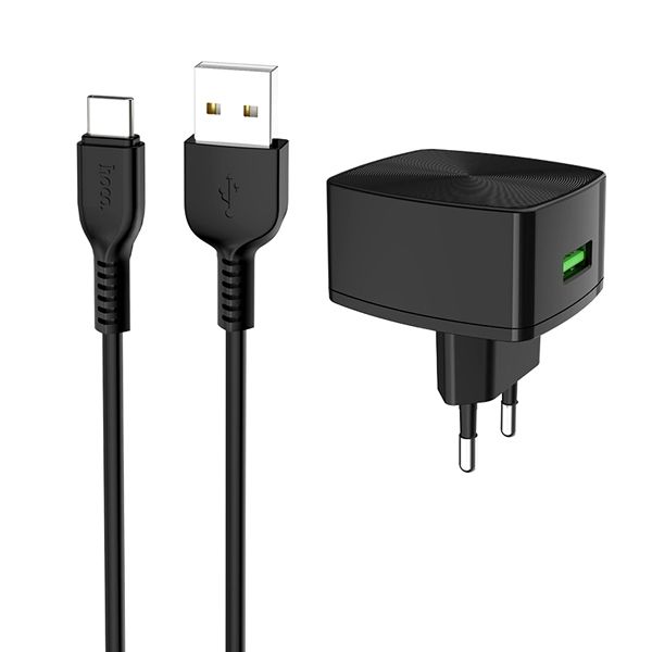 Hoco QC3.0, 18W Quick Charger with TYPE-C Cable