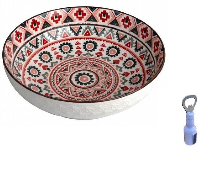 Bowl Round Red, Green &amp; White 23x23x7