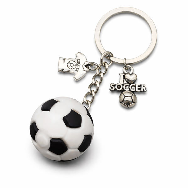 2 Pack - Soccer Ball Charm Keychain - Black &amp; White