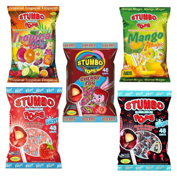 Stumbo Fruity Bulk Pack of 5 Flavours Lollipops