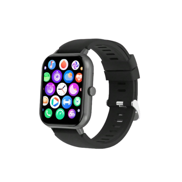 Multifunctional Smart Watch for Woman and Men with Silicone Strap - Black