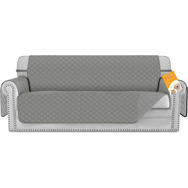 Topika Grey Reversible Couch Cover, Water Resistant Sofa Protector