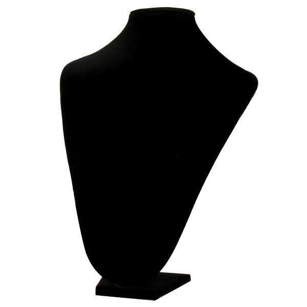 Extra-Large Black Velvet Jewellery Display Bust - 36cm - 2 Pack