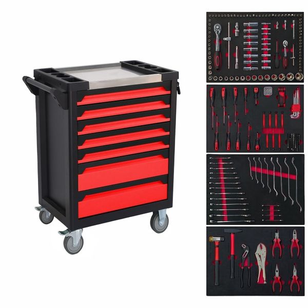 7 Drawer Tool Trolley with 300pcs Assorted Tools