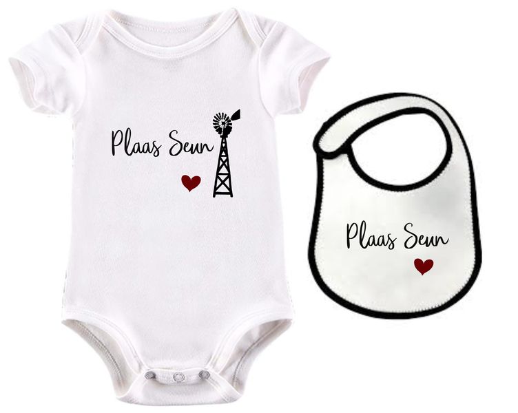 Plaas Seun Afrikaans baby grow &amp; bib combo