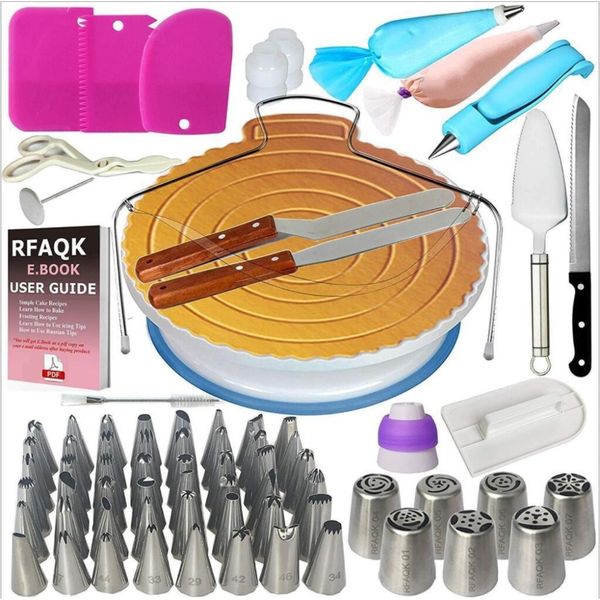 CheffyThings Cake Decorating Set with Turntable 124 Piece