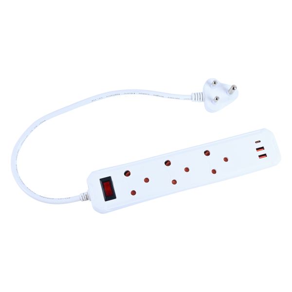 3-Ways Multi Socket-Outlets with USB &amp; Type-C Port CM-3203