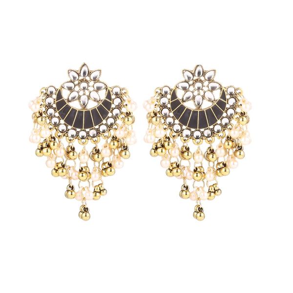 Ethnic Retro Moon Turkish Jhumka Earrings For Women Baroque Pearl