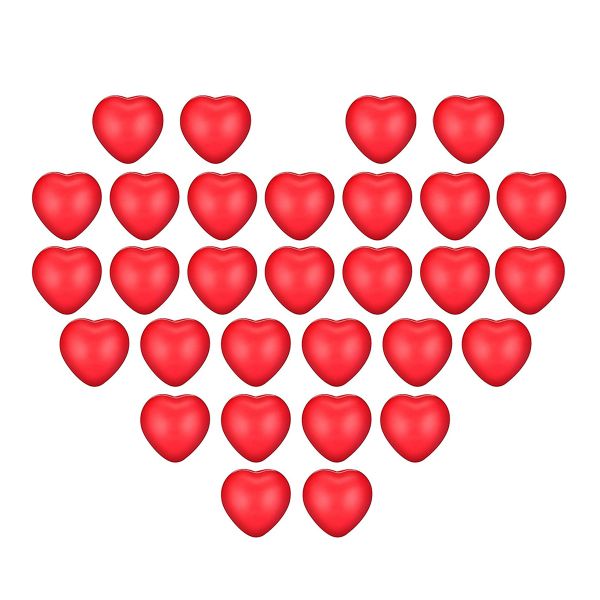 30Pcs Valentine'S Day Red Heart Stress Balls for School Party Gift