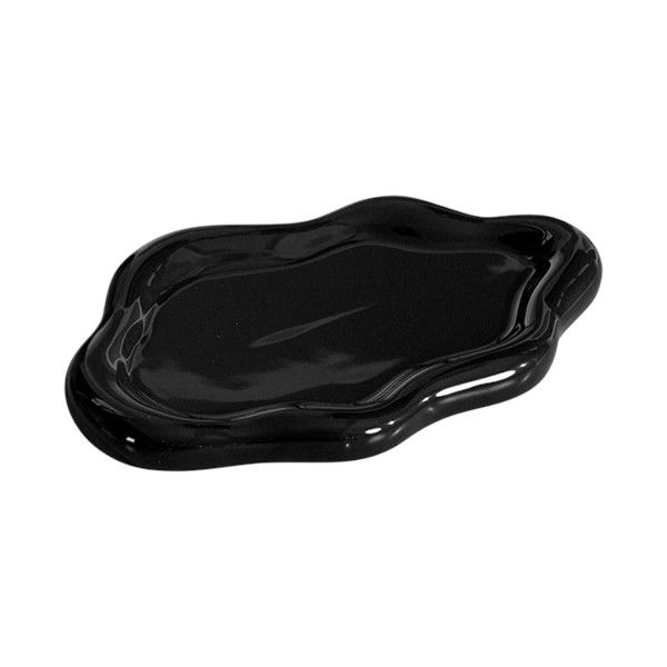 Small - Elegant Wave Edge Decorative Jewellery Tray - Black