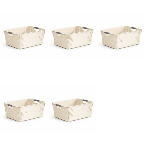 5 Pack - Storage Basket Tall King Size - Cream