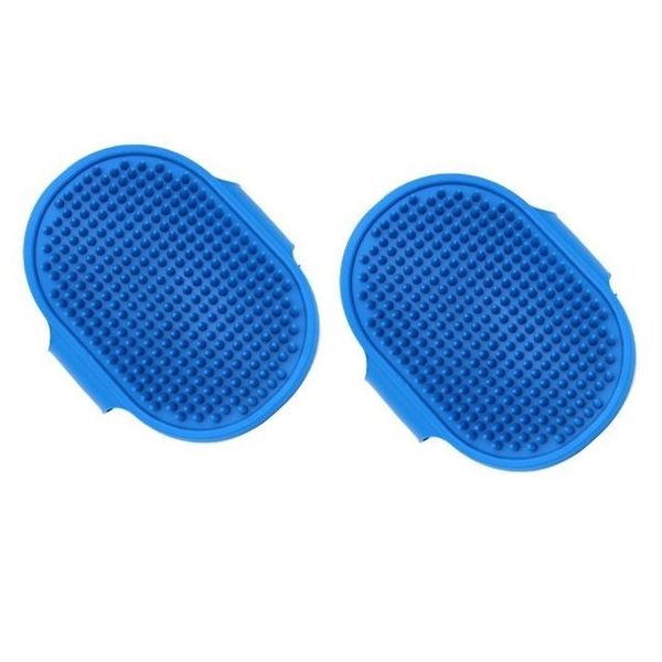 Pet Grooming Rubber Glove Brush (Set of 2) Blue