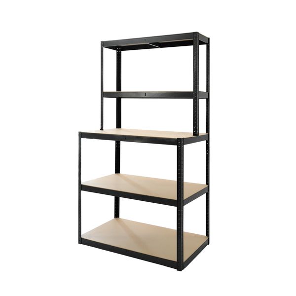 Tower Rack Pro - 5-Tier Shelving &amp; Workbench combo - 100 x 60 x 180 cm