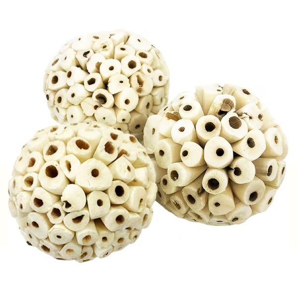 Pet Parrot Bird Toy Natural Pecking Dental Chew Foraging Sola Ball (5cm)3pc