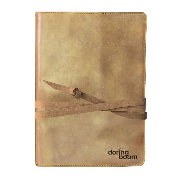 A4 Genuine Leather sleeve for a notebook with wrapped string - Men's