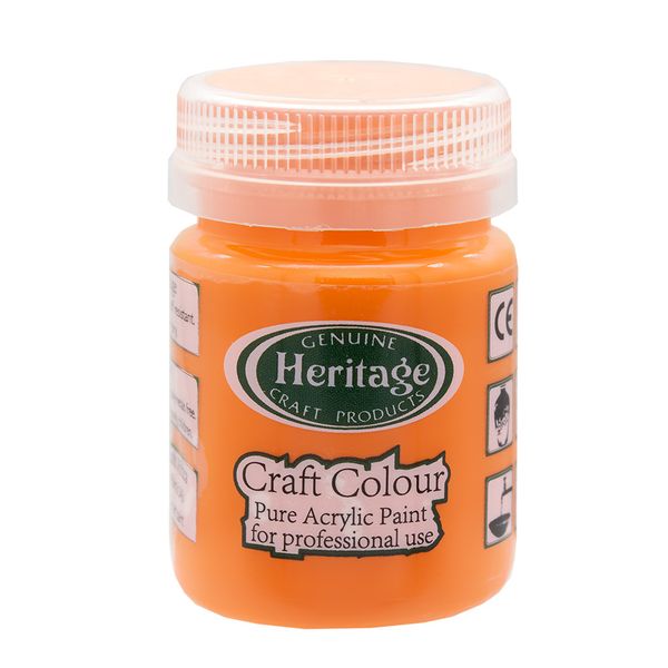 Heritage Pure Acrylic Paint - Craft Colour Range - 50ml - Orange