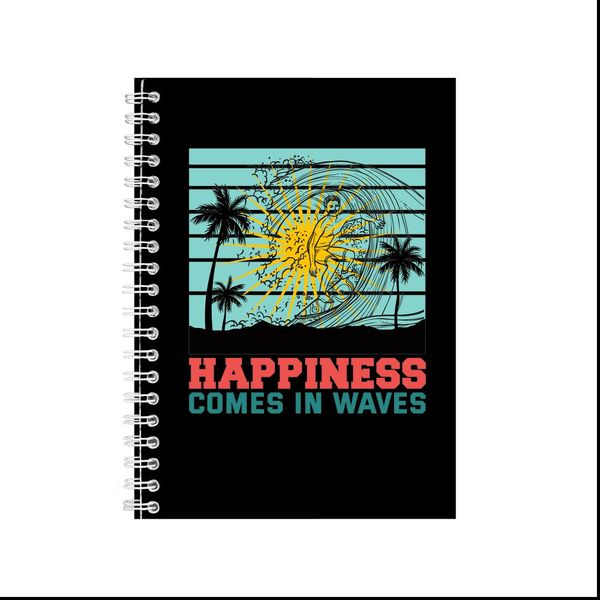 Surf Waves A5 Notebook Pad Lines Trendy Surfing Lovers Graphic Present 037