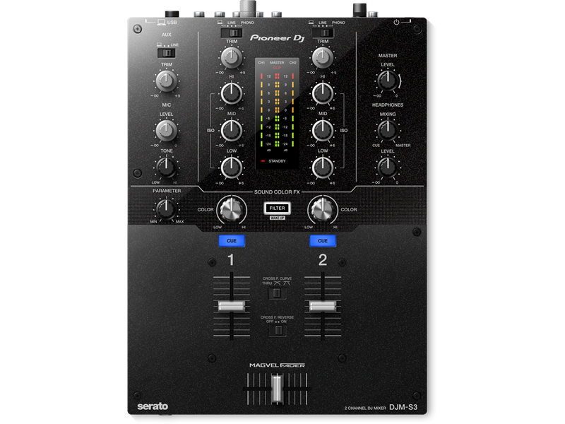 Pioneer DJ - DJM-S3 Scratch Style 2 Channel DJ Mixer for Serato DJ Pro