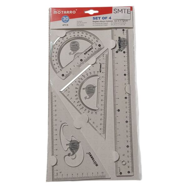 Set of 4 Rulers and Geometry Tools