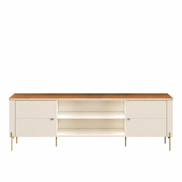 YB Ambiente Brasilia Off White &amp; Cinnamon TV Stand Flatpack