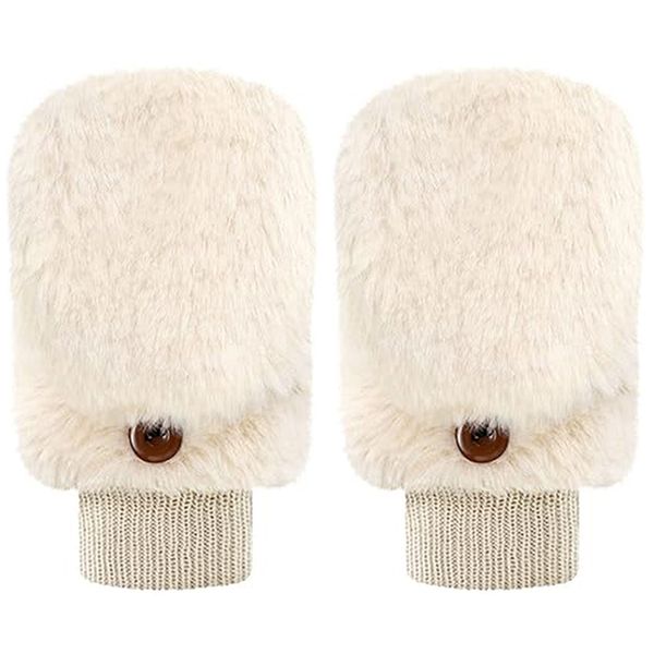 Women Mittens Winter Cover Gloves Warm Flip Top Mitten Soft Fingerless