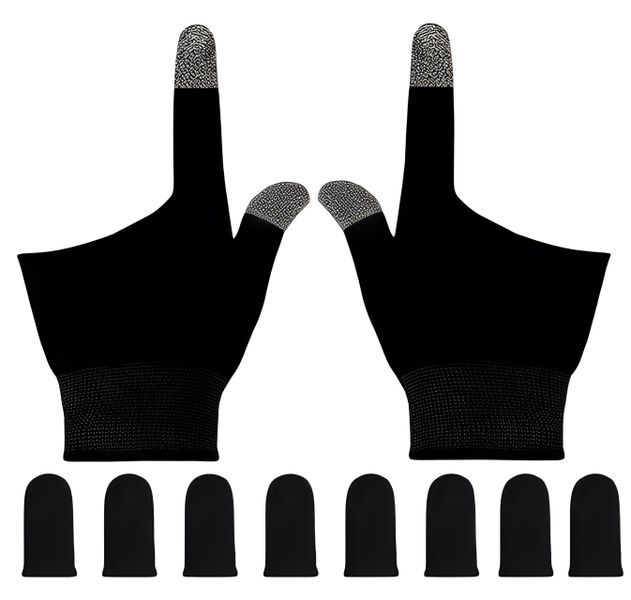 Gaming Gloves With 8 Finger Sleeves Mobile Gamer Anti-slip Touch Screen