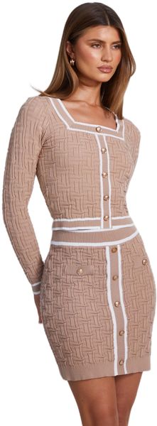 Quiz - Women Stone Knit Contrast Trim Top