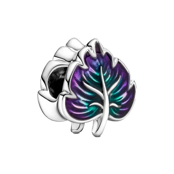 Purple to Green Leaf Charm For Charm Bracelet