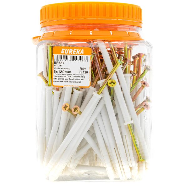 EUREKA Nail-In Anchor White Rimmed 8 x 120mm Q:120 BP637